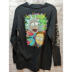 Rick and Morty Adult Swim Young Men's long sleeve black t-shirt M Medium
